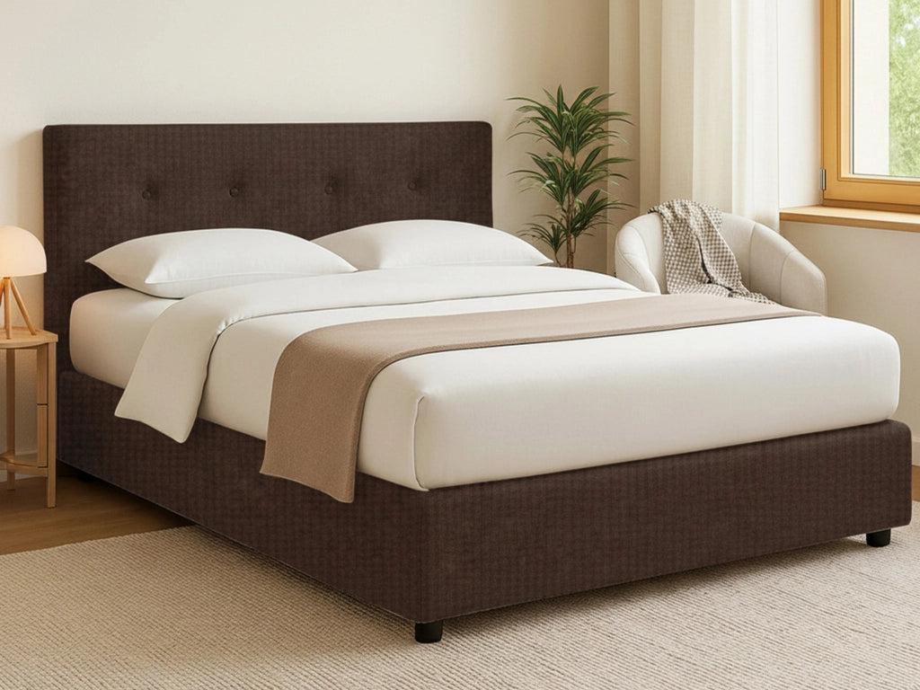 Preston, Letto Matrimoniale Sfoderabile Made in Italy, Marrone