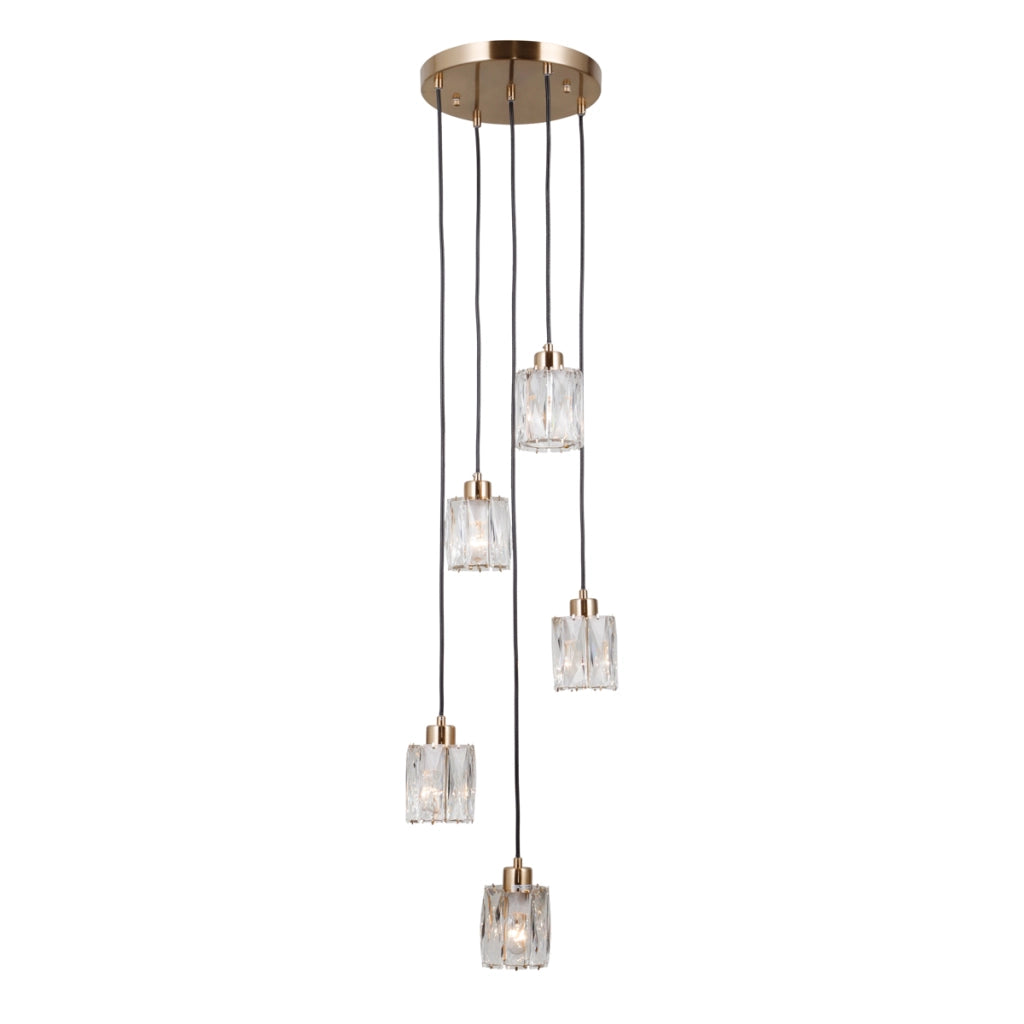 Lampadario TORNO oro cristallo tondo 5xE14 40W Italux