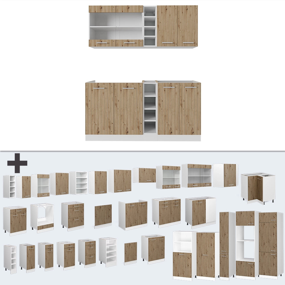 Vicco Cucina completa Rovere artigianale/bianco 160 cm , PL Rovere