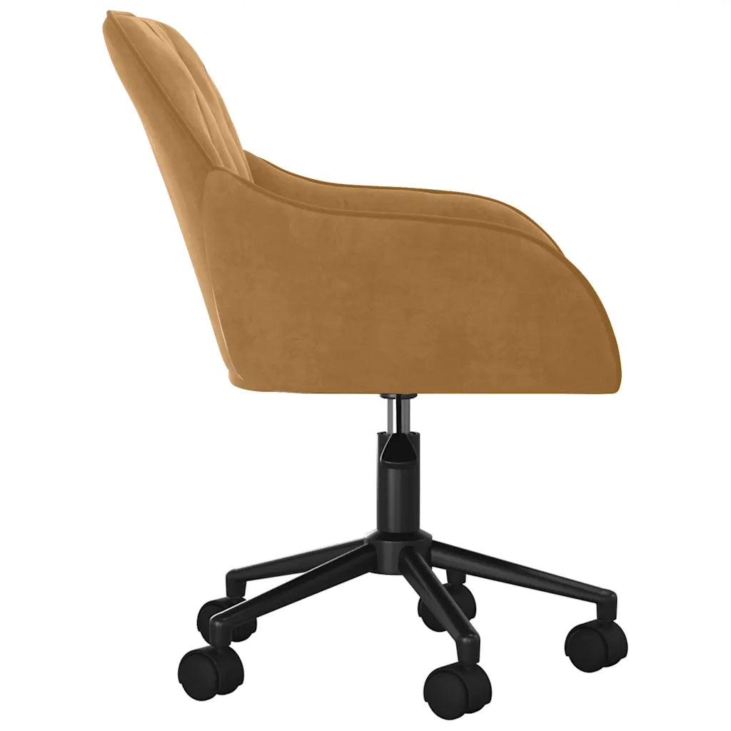 Sedia da Ufficio Girevole Marrone in Velluto 344875