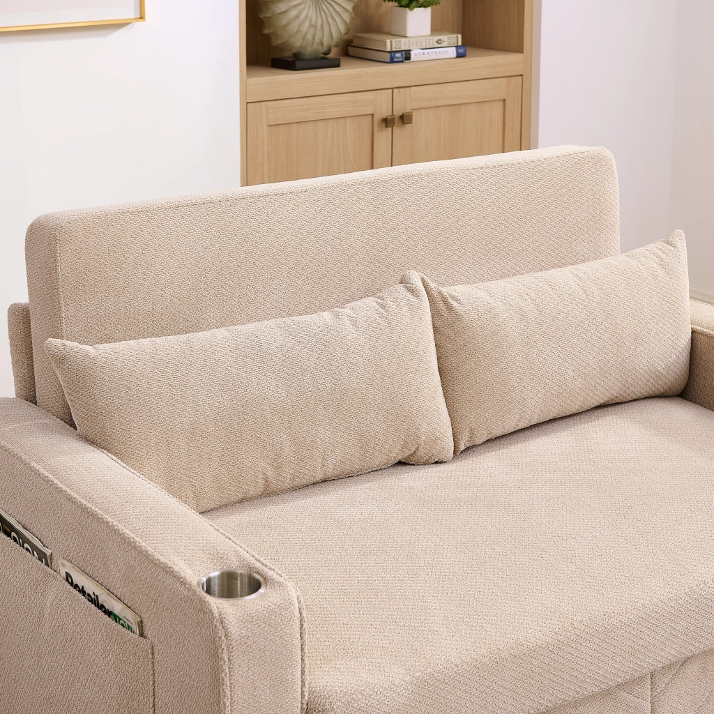 Divano Letto 2 Posti con USB ¨C Xylo ¨C Beige, Trasformabile