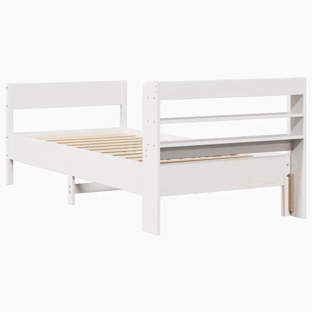 Letto senza Materasso-Struttura Letto Bianco 90x190 cm in Legno Massello Pino 562110