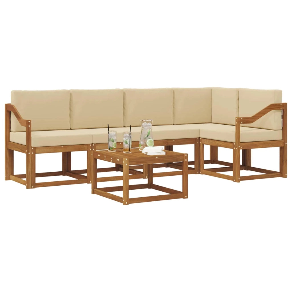 Set di divani da esterno con cuscino 6 pcs Naturale e Beige 3366446