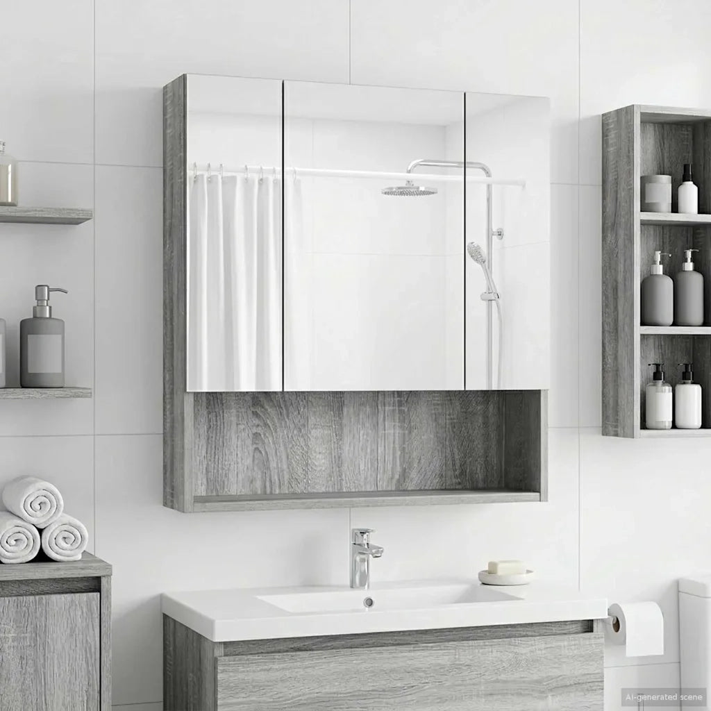 Mobiletto per specchio da Bagno | Armadio da bagno Grigio Sonoma 60 x 14.5 x 70 cm