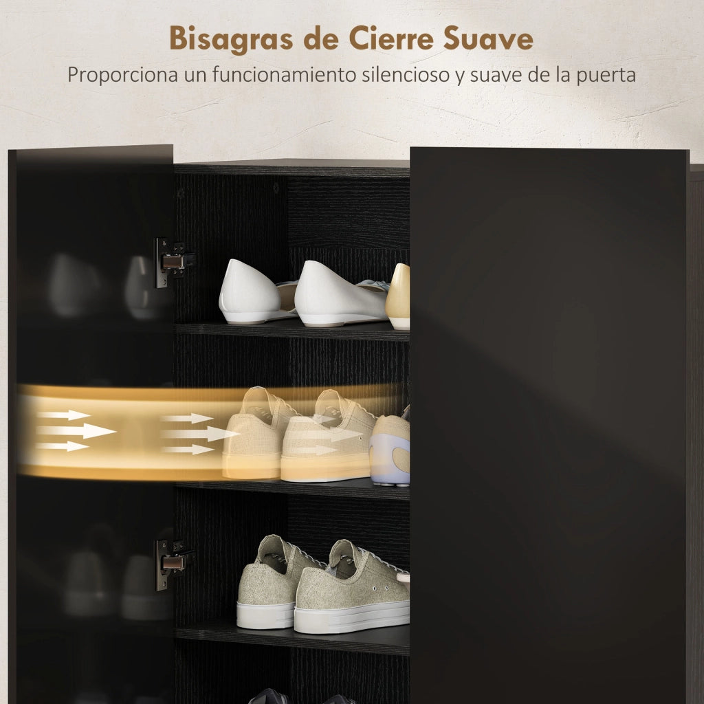Scarpiera con ante e ripiani regolabili ¨C Minimal ¨C Nero brillo 80x30x100