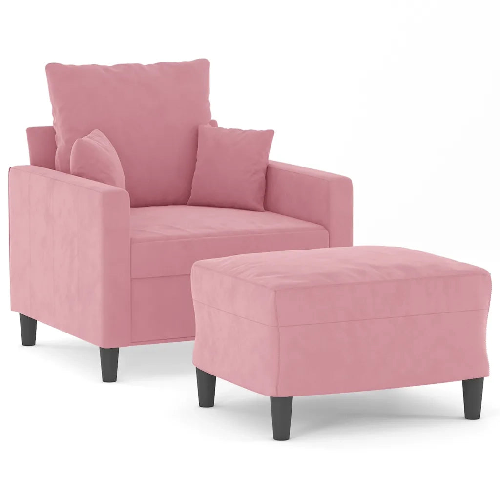 Poltrona | Sedia Relax con Poggiapiedi Rosa 60 cm Velluto
