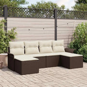 Set Divano da Giardino con cuscino 6 pcs Marrone Poly Rattan 3345468