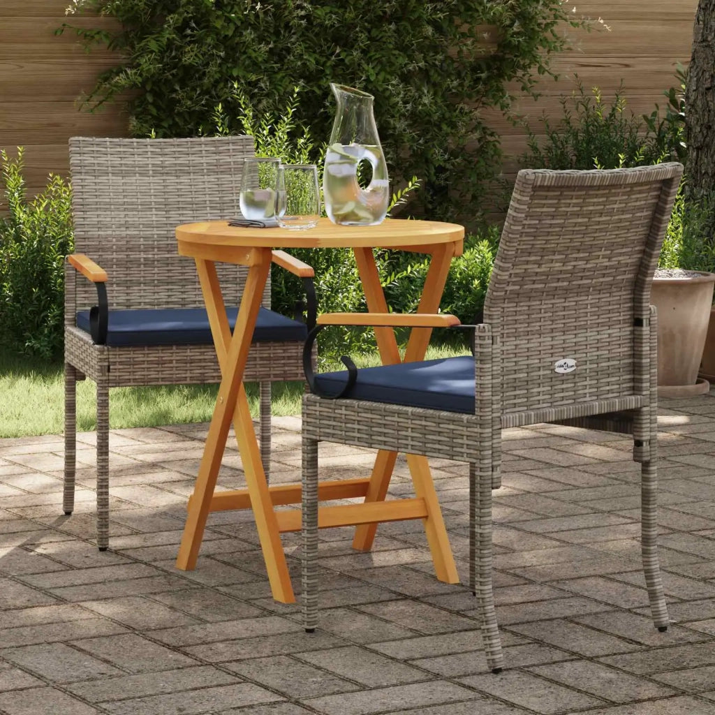 Sedie da giardino 2 pz | Sedie da Esterno Grigio e Blu Navy Polyrattan e acacia