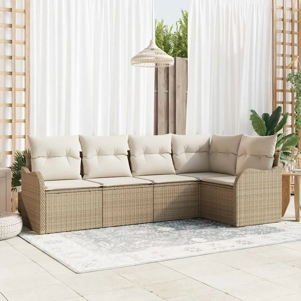 Set Divano da Giardino Beige polyrattan