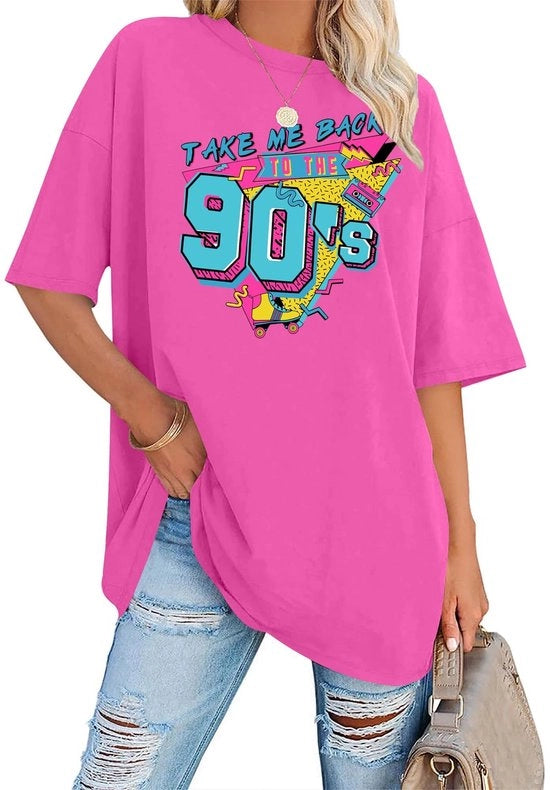 Camicia Donna - Stampa Retro - Collo Arrotondato - Maniche Corte - 5 Dimensioni (S/XXL) - Abbigliamento Leggero - T-shirt