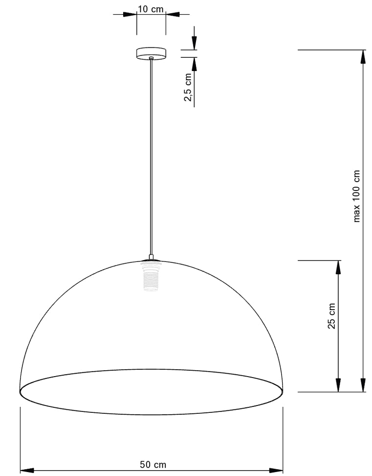 Lampada a sospensione Sfera nera rame Ø50 E27 Sigma
