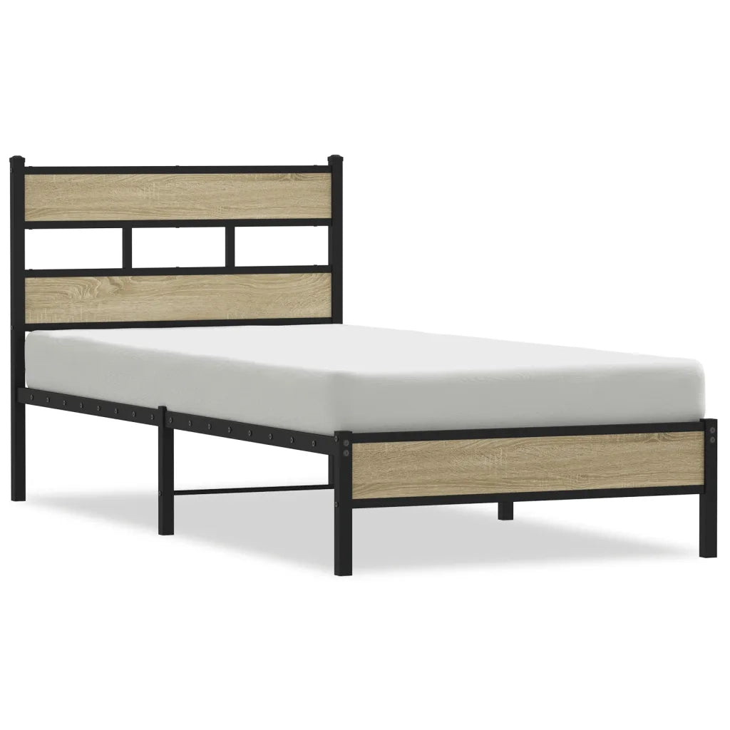 Letto singolo | Letto per adulti | Giroletto senza Materasso Rovere Sonoma 90x200 cm in Truciolato