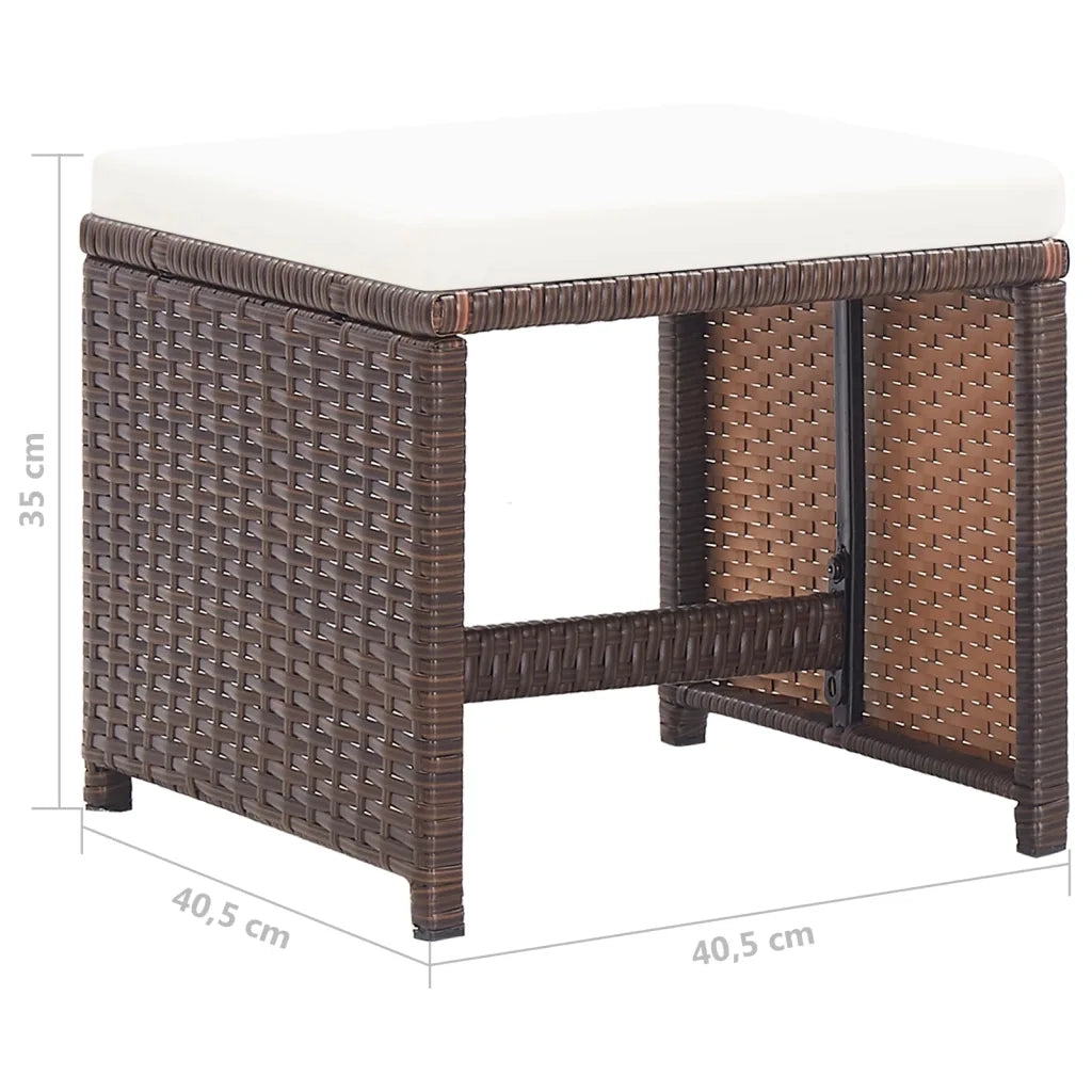Sgabelli da Giardino 4 pz con Cuscini in Polyrattan Marrone CFW8012728