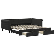 Divano letto | Sof¨¤ letto | Letto singolo Estraibile con Cassetti Nero 100x200 cm in Velluto