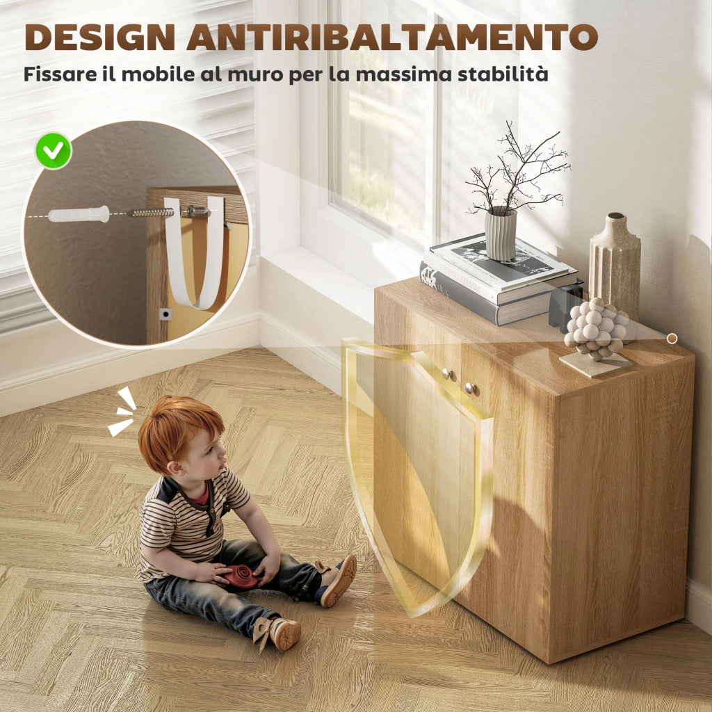 Mobile Multiuso 2 Ante ¨C Xylo ¨C Legno Alluminio 70x39x70cm