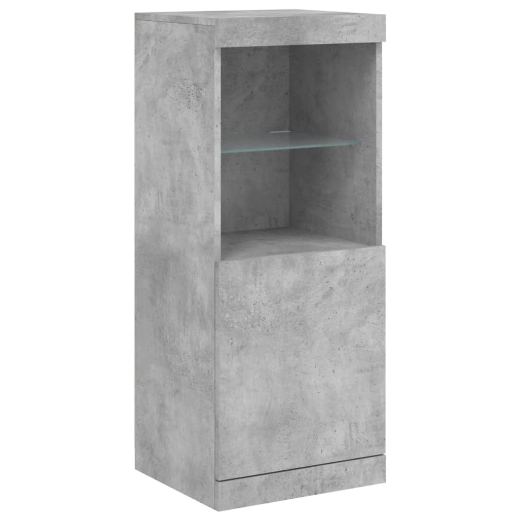 Buffet credenza cassettiera armadio mobile contenitore organizer per cucina soggiorno salotto con luci LED 3 pezzi legno ingegnerizzato grigio 02_0037223