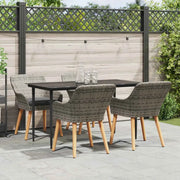 Set da Pranzo per Giardino con cuscino 5 pcs Grigio polyrattan 3261679