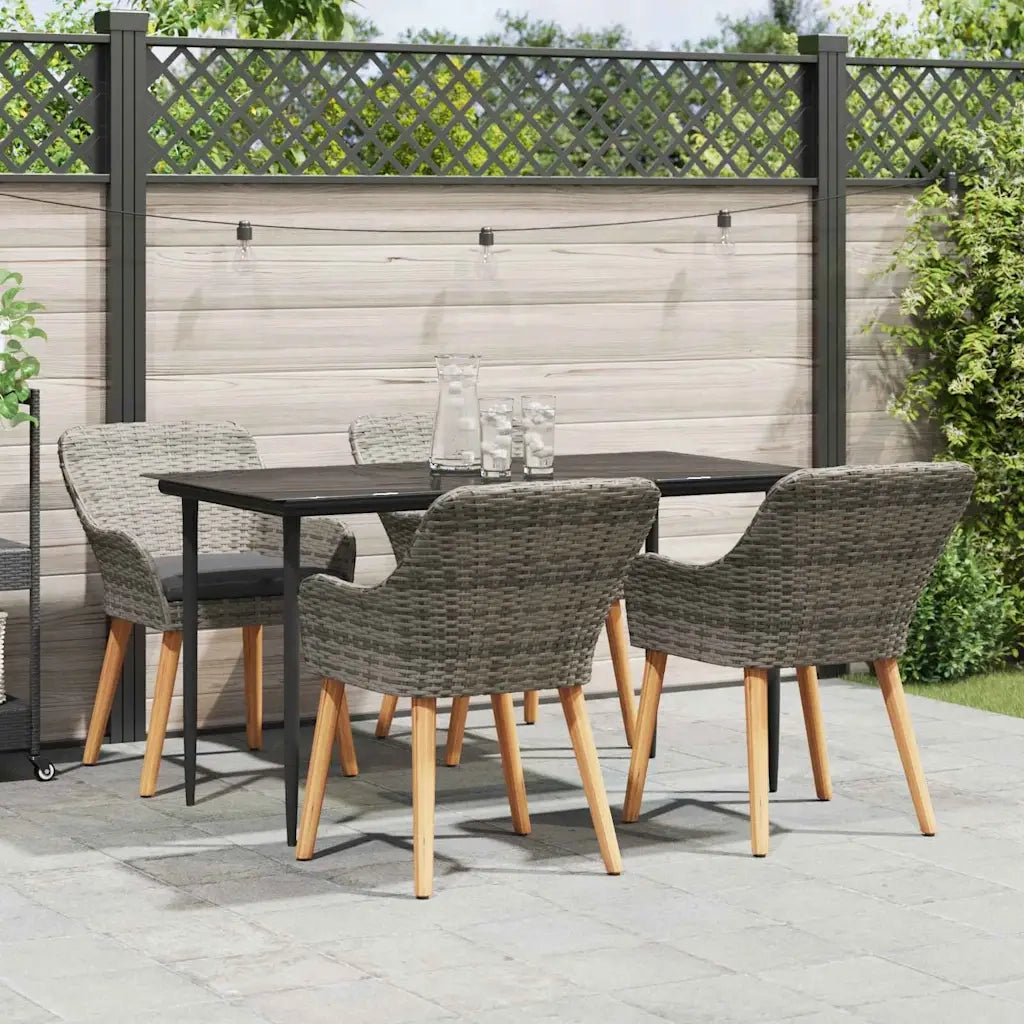 Set da Pranzo per Giardino con cuscino 5 pcs Grigio polyrattan 3261679