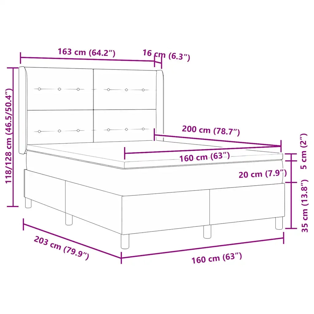 Letto a molle con materasso Grigio scuro 160 x 200 cm Tessuto 3341841