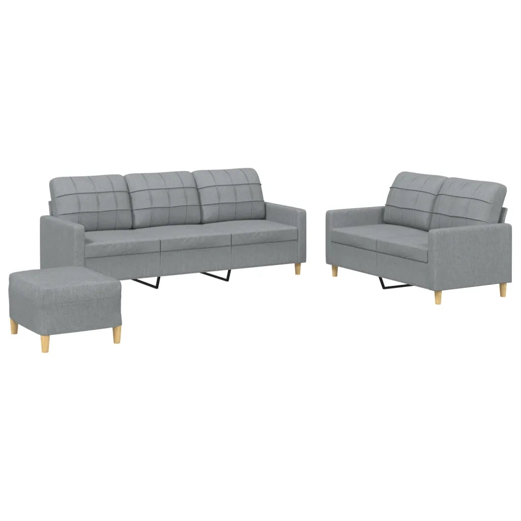 Set di Divani 3 pz con Cuscini Grigio Chiaro in Tessuto 3201314