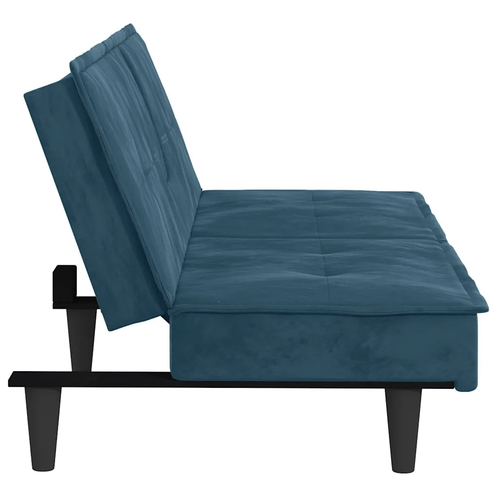 Divano letto | Sof¨¤ letto | Letto singolo con Portabicchieri in Velluto Blu