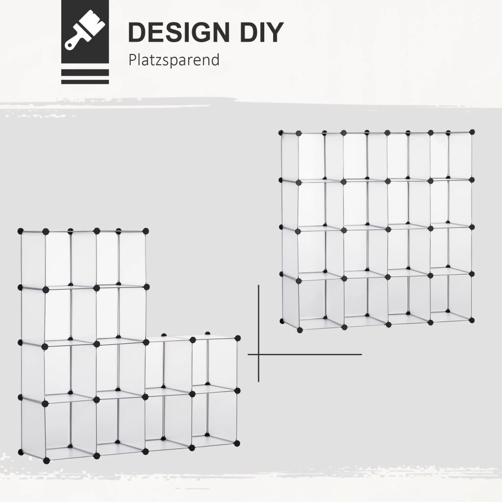 Sistema scaffali modulare con 16 cubi ¨C Minimal ¨C Nero e bianco 80x30x24 cm
