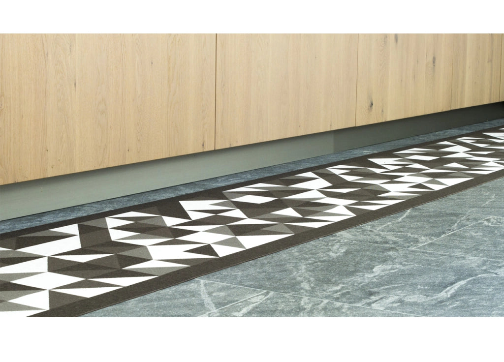 Tappeto Passatoia Cucina Antiscivolo In Tessuto Jacquard Disegno Origami Fango - 57x90 - Fango