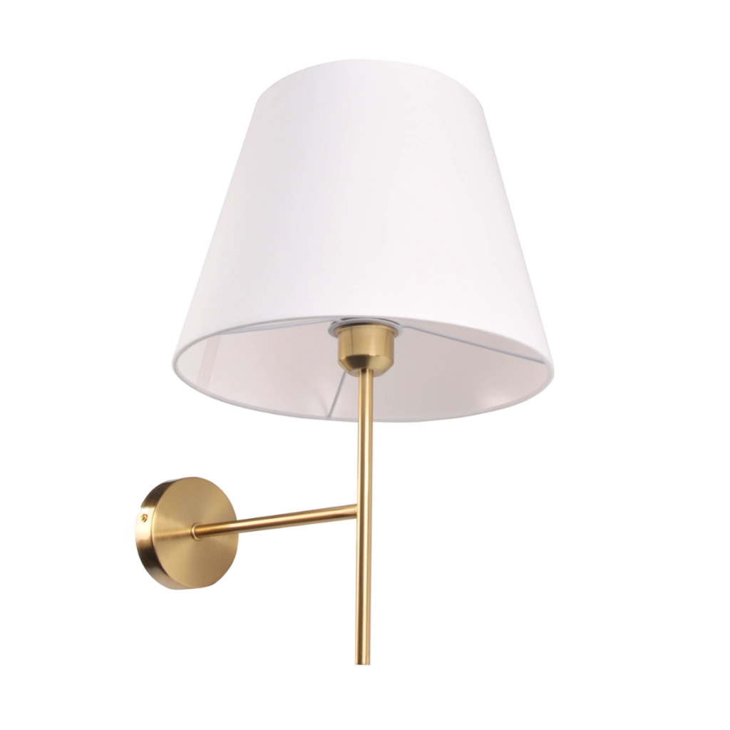 Applique Polux Elena oro con paralume bianco E27 20W