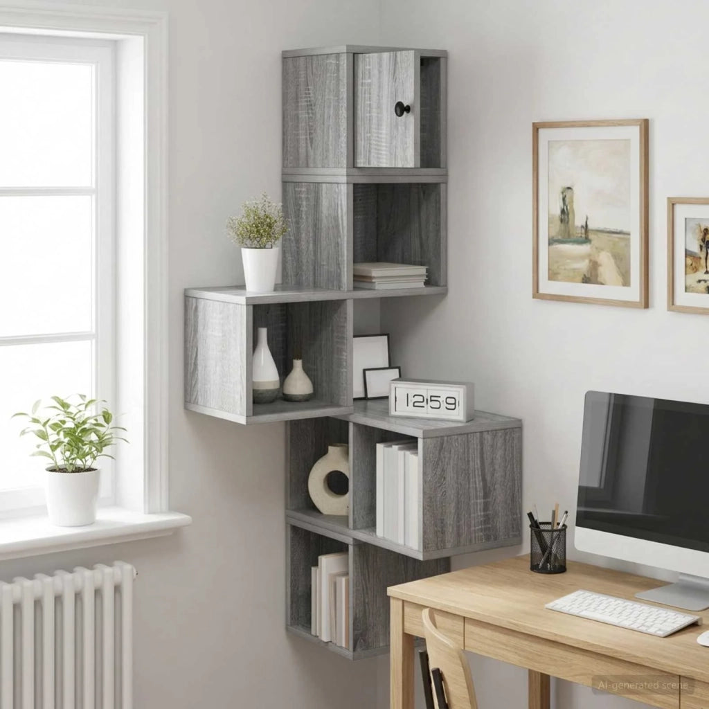Mensola Angolare da Parete Sonoma grigio 48 x 48 x 120 cm 8012233