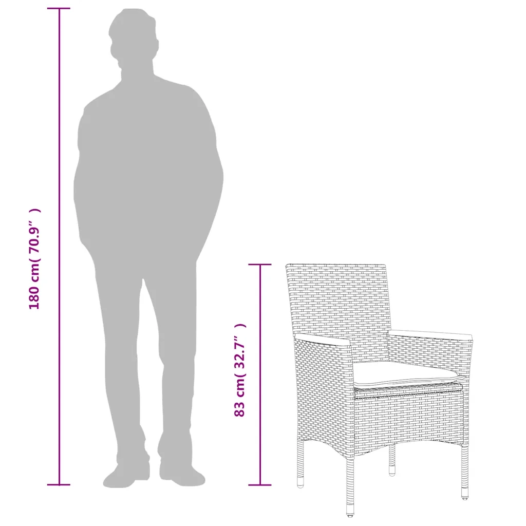 Set da Pranzo da Giardino 5 pz con Cuscini Polyrattan e Vetro 3278658