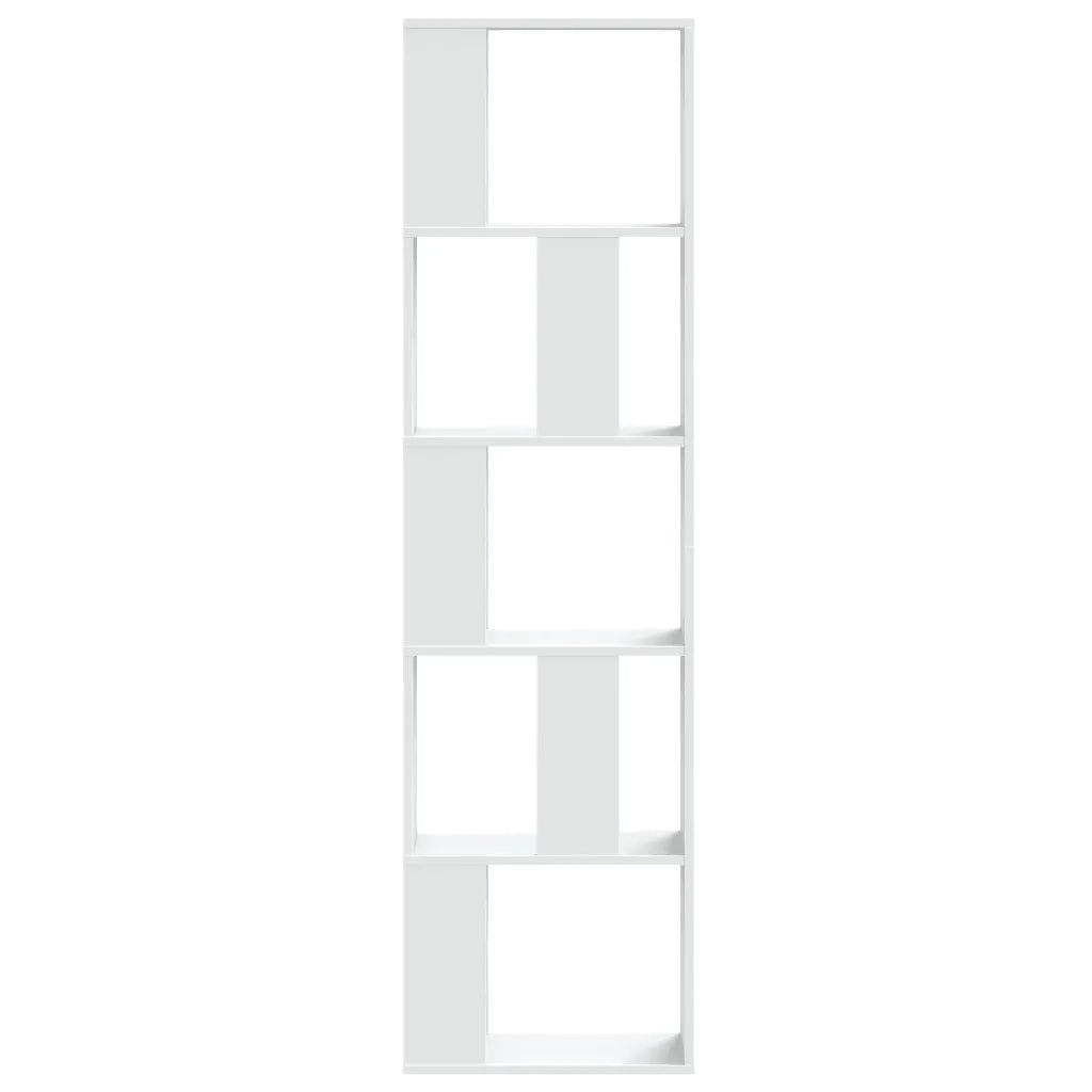 Libreria 5 Ripiani-Scaffale per Libri-Mobile di Stoccaggio Bianca 45x23,5x162,5cm Legno Multistrato