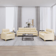 Set di Divani 3 pz con Cuscini Crema in Tessuto 3201538
