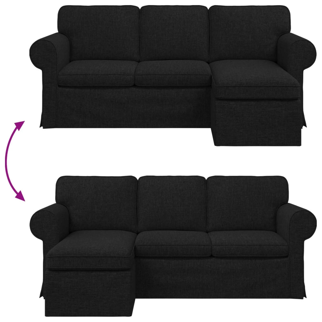 Divano Nero 195 x 138 x 80 cm Tessuto 42024329