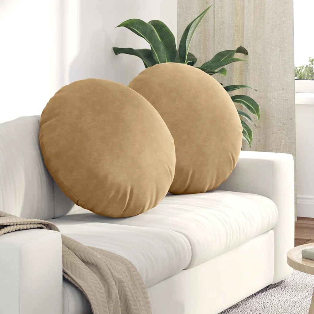 Cuscini per Seduta 2 pcs Marrone Ø60 x 21 cm Velluto 42014219