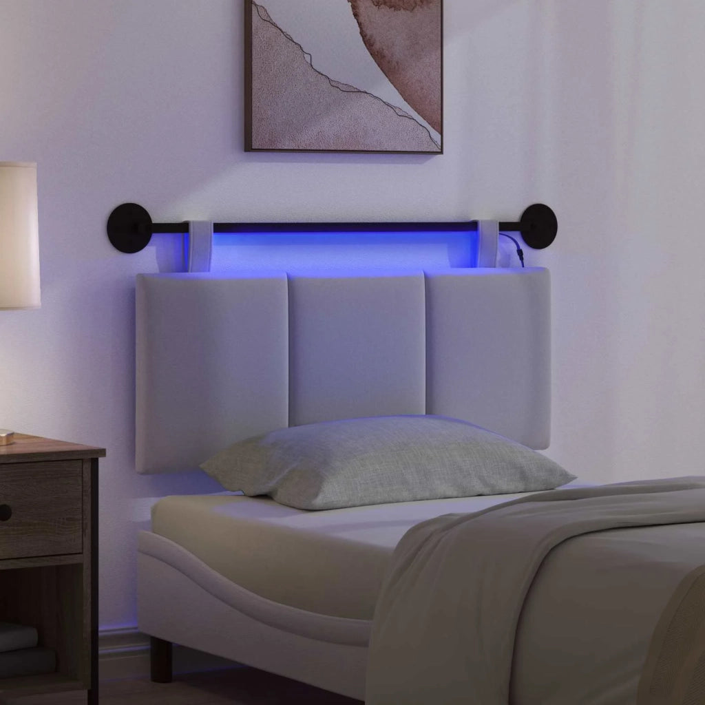 Testiera | Testata sospesa Con luce LED Bianco Tessuto