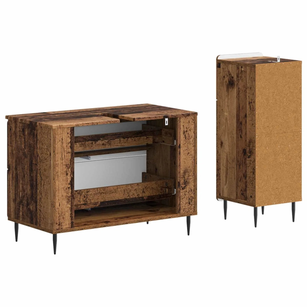 Set di Armadi da Bagno da 2 Pezzi ZWOLLE Legno antico 3417682