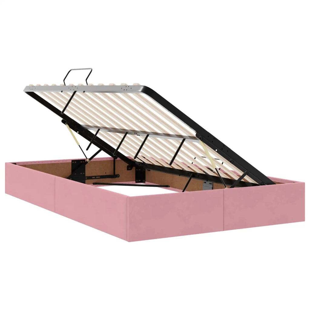 Letto ottomano con archiviazione Rosa 120 x 200 cm Velluto 3442873