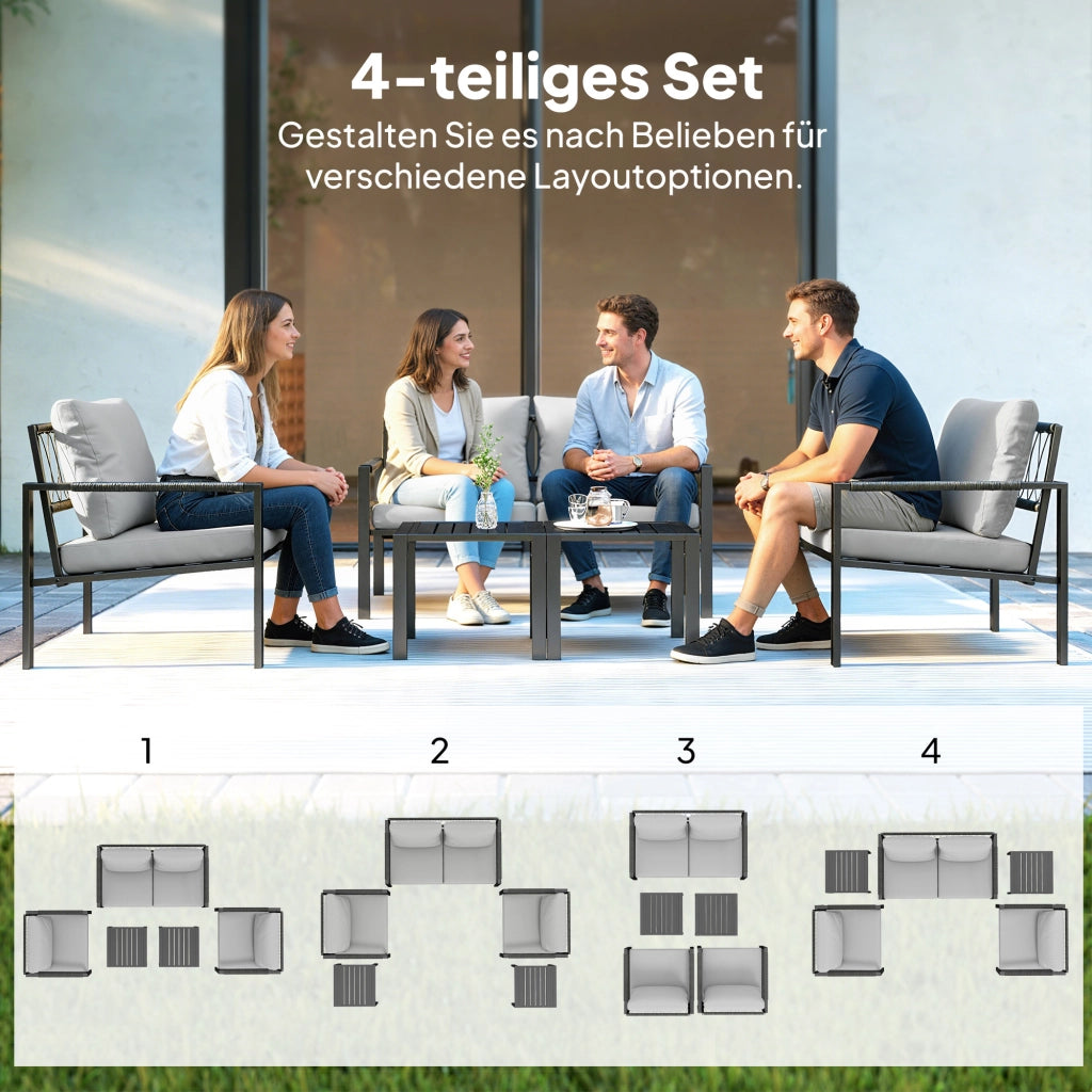 Set Divano Esterno 4 Posti con Tavolino ¨C Minimal ¨C Grigio Chiaro