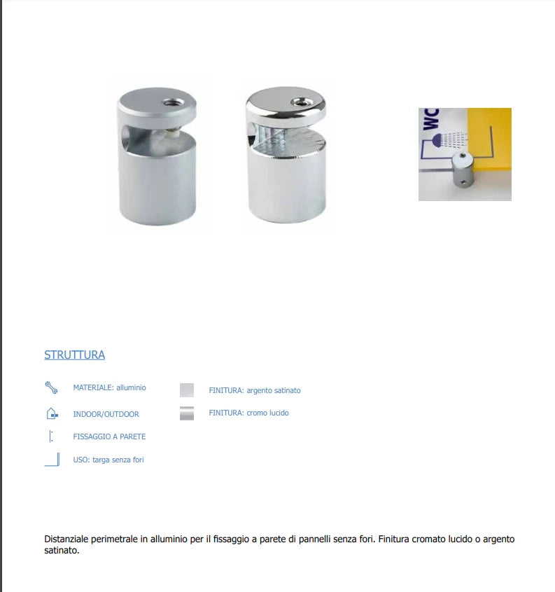 Distanziale perimetrale in alluminio finitura cromo lucido
