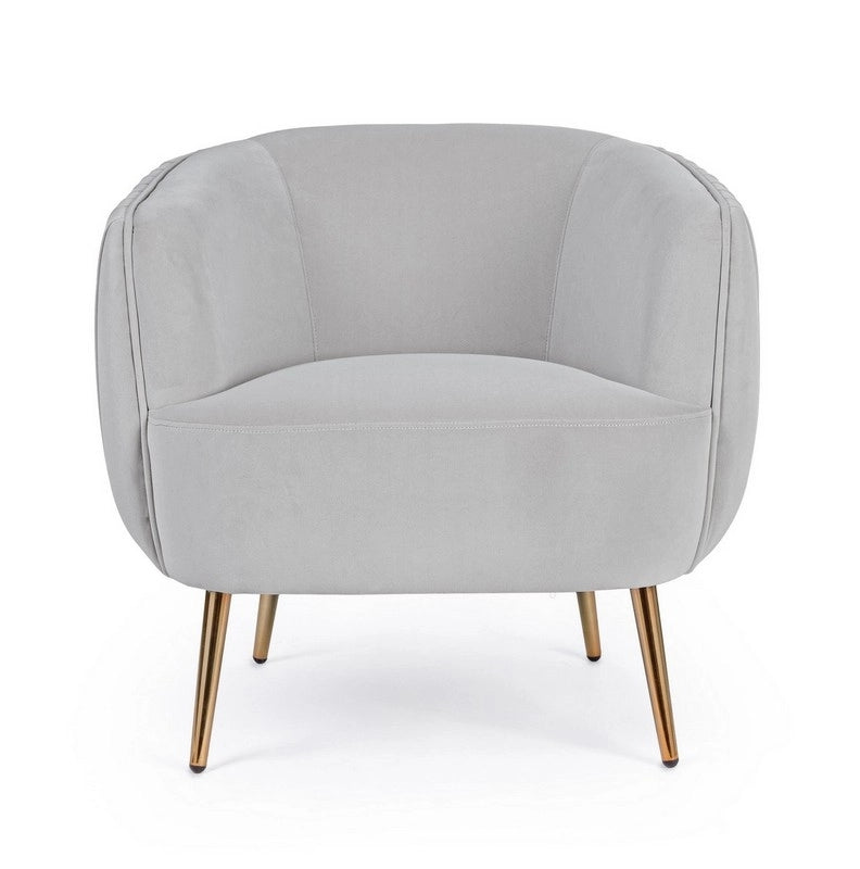 Poltrona in Velluto Grigio Chiaro Linsay Stile Cozy Romantico Shabby Chic