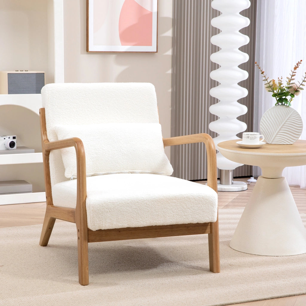 Poltrona relax ¨C zephmum ¨C velluto crema con struttura legno