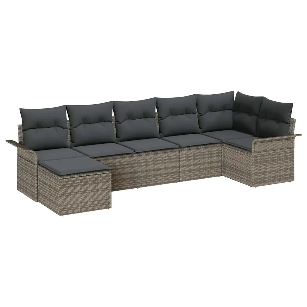 Set Divano da Giardino con cuscino 7 pcs Grigio polyrattan