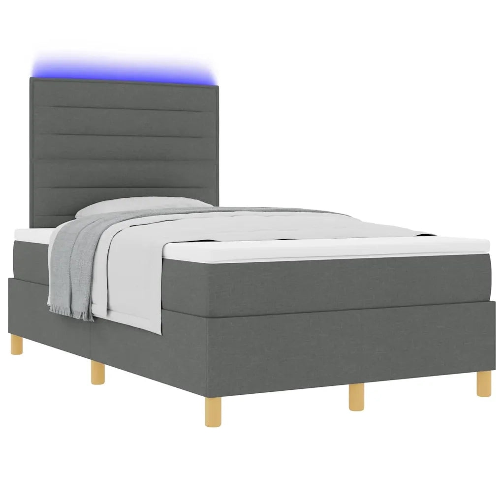 Letto a Sorgente LED Grigio scuro 120 x 190 cm Tessuto 3343006