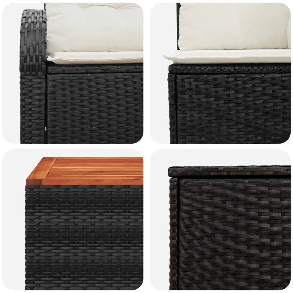 Set di divani 6 pz Nero e Bianco Crema 3447182