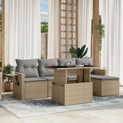 Set Divano da Giardino 6 pz con Cuscini Beige in Polyrattan 3267869