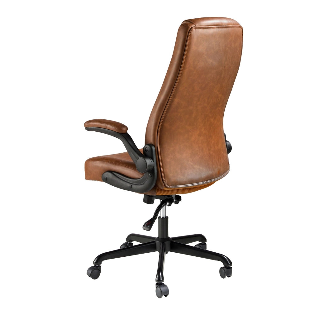 Sedia girevole da ufficio in similpelle marrone