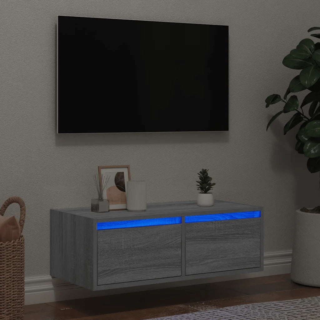 Mobile Porta TV con Luci LED-Mobile per TV-Credenza TV Grigio Sonoma 75x35,5x25 cm