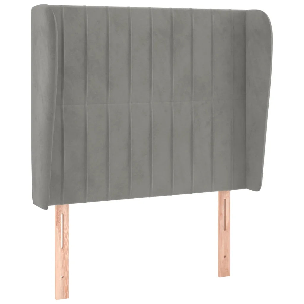 Testiera ad Orecchio-Testata con Orecchie Grigio Chiaro 93x23x118/128 cm in Velluto 159664