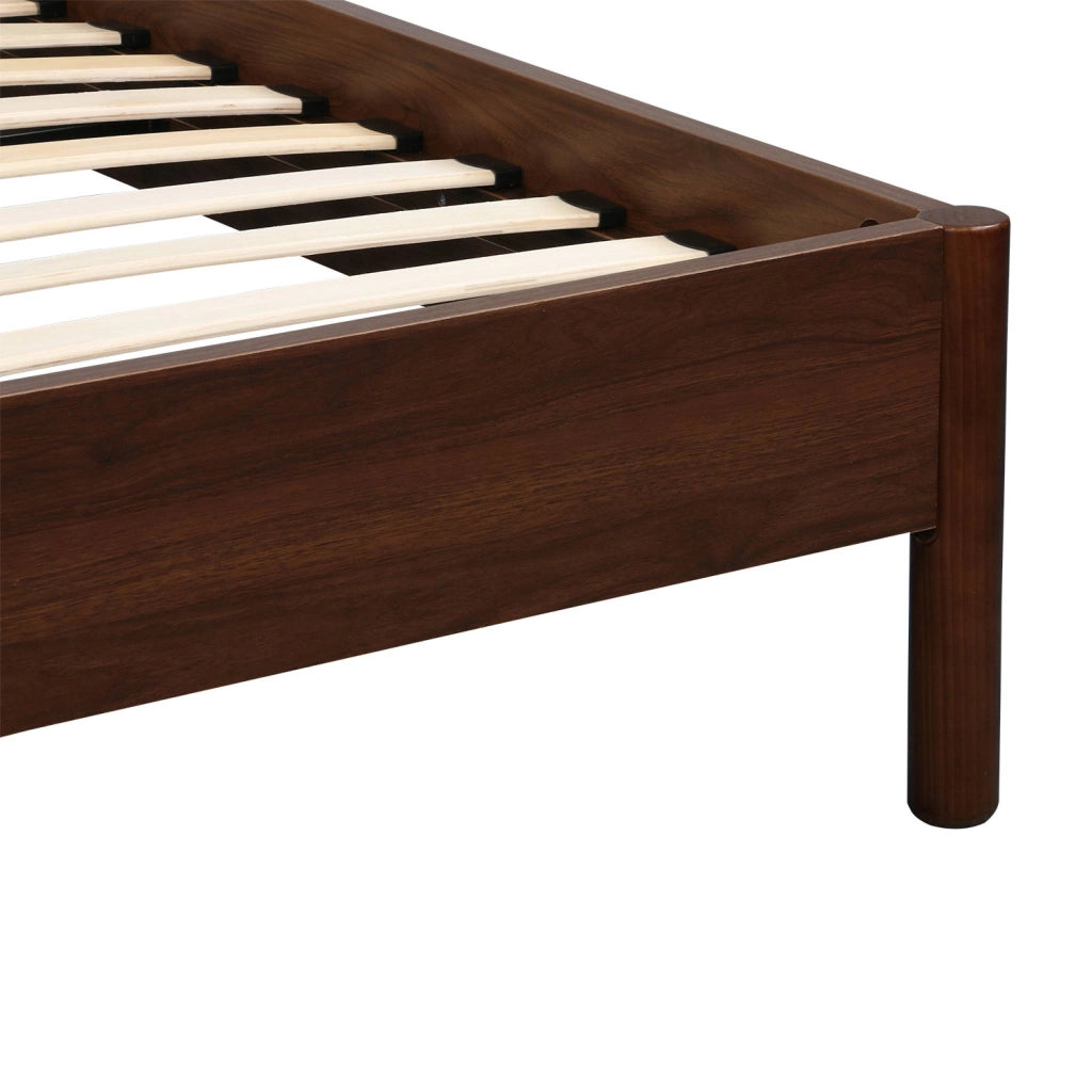 Letto con rete a doghe 90x190cm decorazione legno, noce