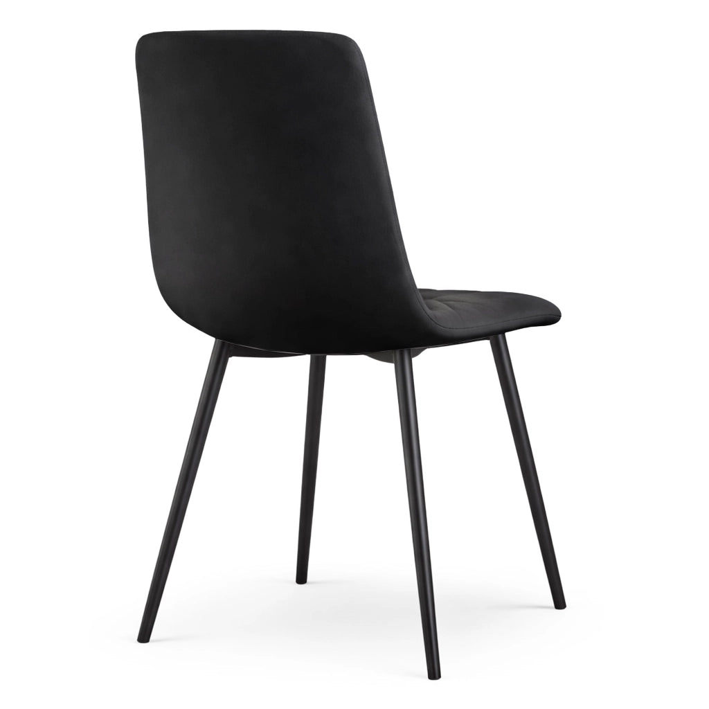 Sedia in velluto trapuntata MILO Nero gambe nere